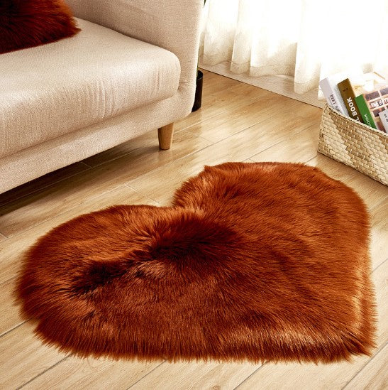 Tapis moelleux en forme de cœur, antidérapant, pour salon et décoration intérieure.