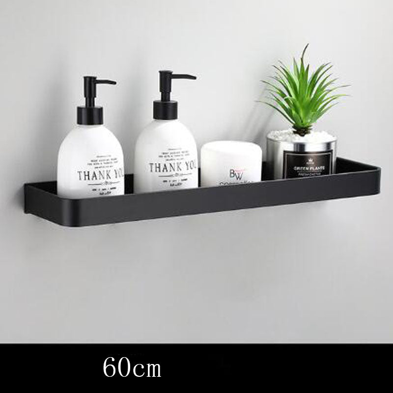 Étagère de salle de bain noire en aluminium, fixation murale 