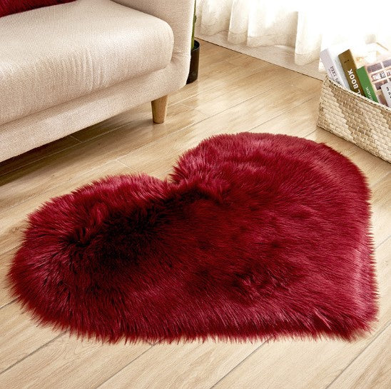Tapis moelleux en forme de cœur, antidérapant, pour salon et décoration intérieure.