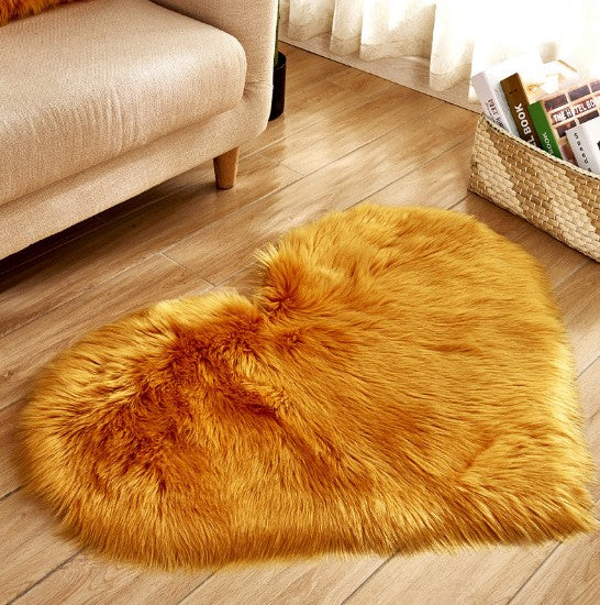 Tapis moelleux en forme de cœur, antidérapant, pour salon et décoration intérieure.