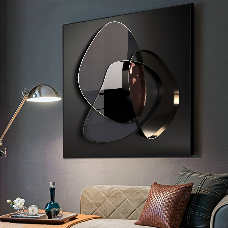 Tableau abstrait moderne en métal 3D sur toile
