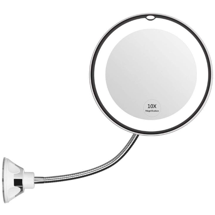 Miroir de maquillage lumineux LED pivotant à 360° avec grossissement x10
