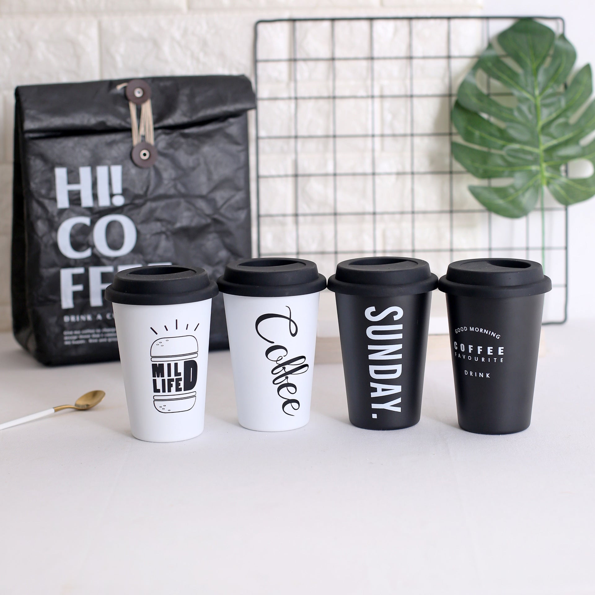 Gobelets ROKEN en acier inoxydable avec couvercles et pailles, 350 ml, tasses à café en métal, qualité alimentaire, sans BPA, pour enfants et adultes