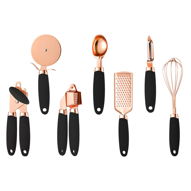 Ensemble d'éplucheurs de cuisine plaqués cuivre