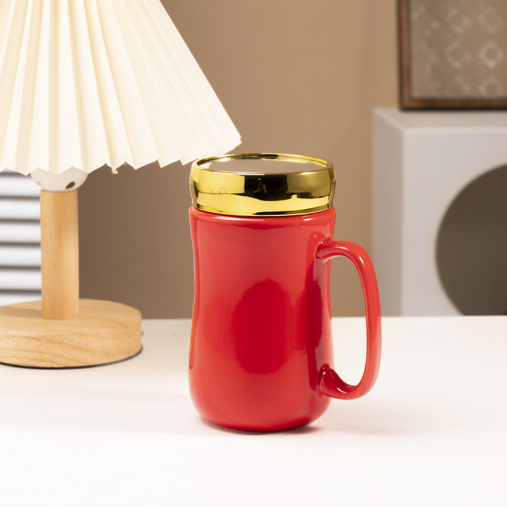 Mug en céramique brillante et émaillée, style miroir, pour couple.