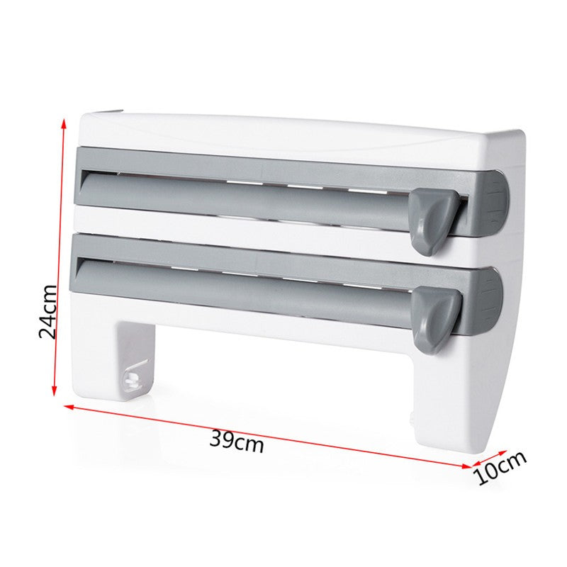 Distributeur de papier essuie-tout 4 en 1 pour cuisine, film alimentaire, papier aluminium et essuie-tout