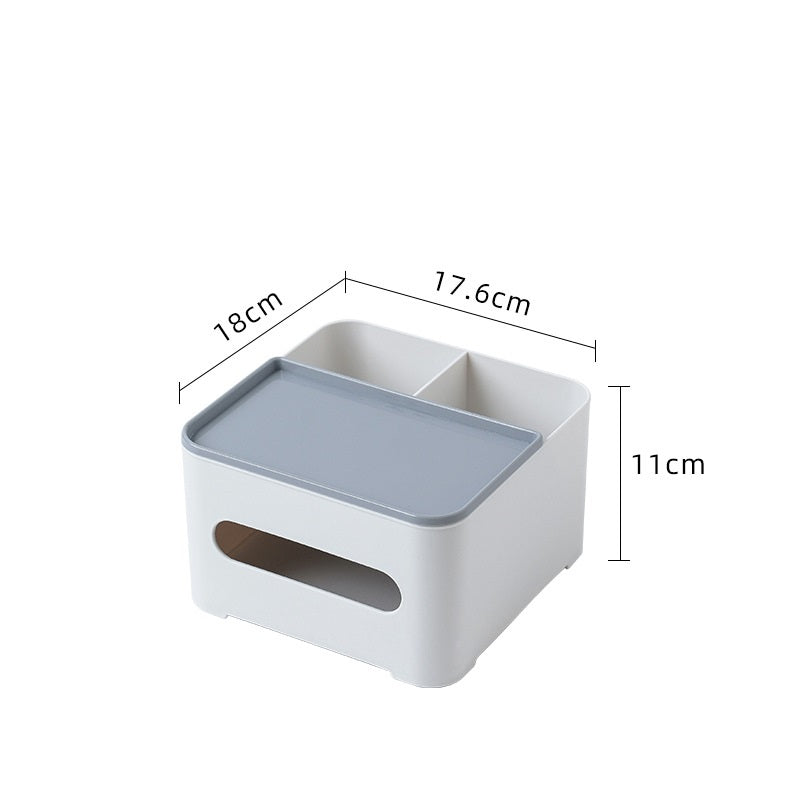 Boîte de rangement multifonctionnelle pour mouchoirs en papier avec télécommande, idéale pour le salon.