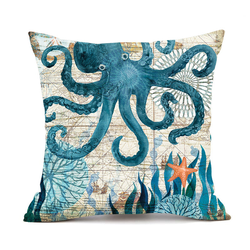 Housses de coussin imprimées tortues marines pour la décoration intérieure, canapé et fauteuil.