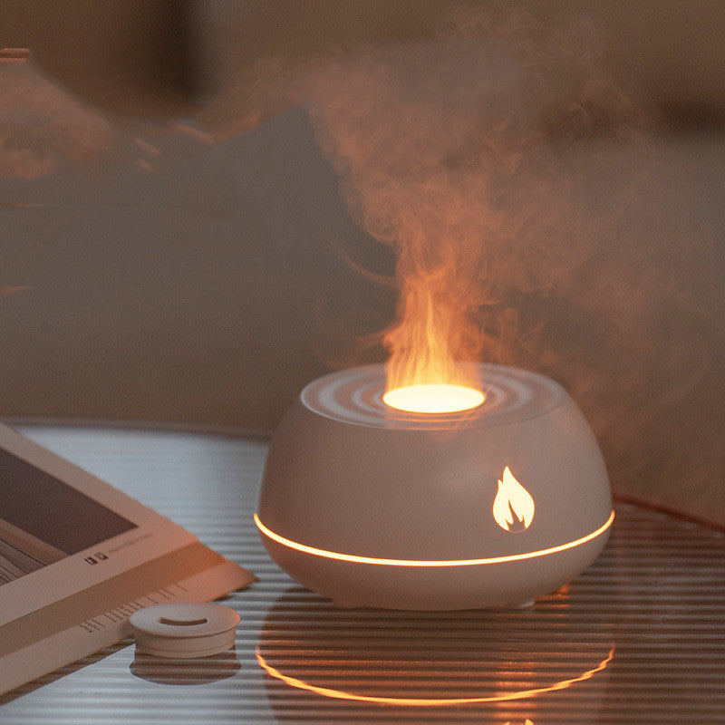 Diffuseur d'huiles essentielles à flamme avec 7 couleurs de lumière, humidificateur d'air pour la maison, 130 ml, USB