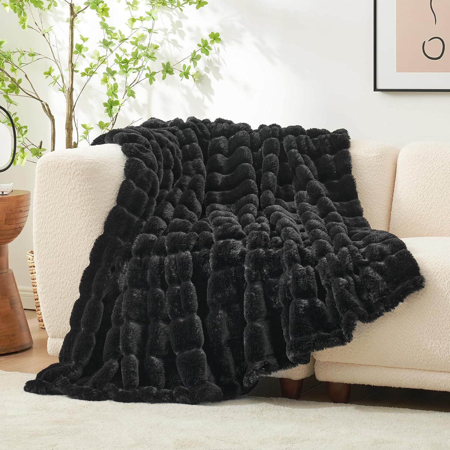 Couverture décorative douce et rayée pour canapé, petite taille