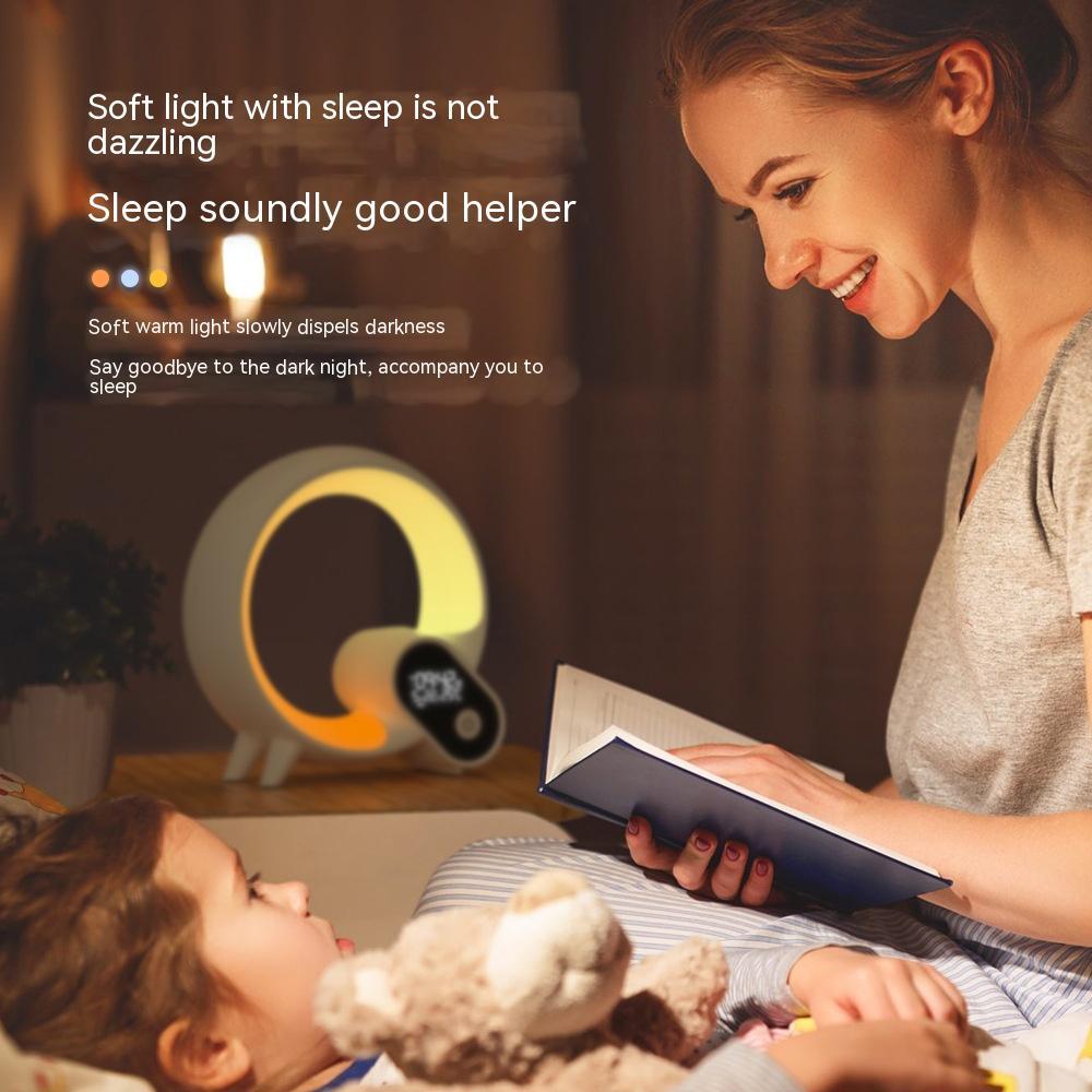 Réveil lumineux Q Light avec affichage numérique analogique et lever de soleil, Bluetooth et audio intelligent. Lumière d'ambiance colorée Q.