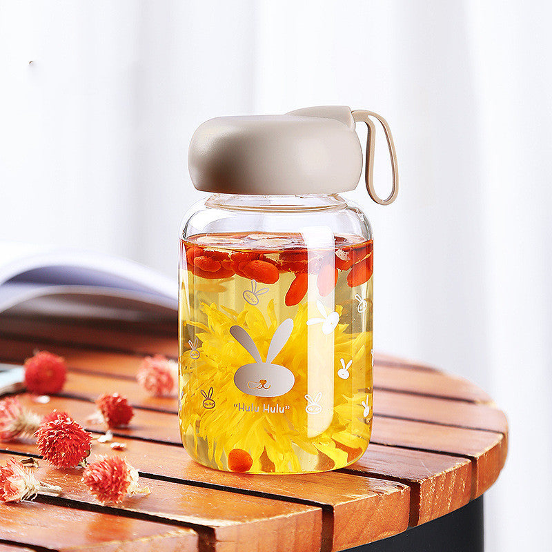 Tasse en verre transparente mignonne et portable pour la maison