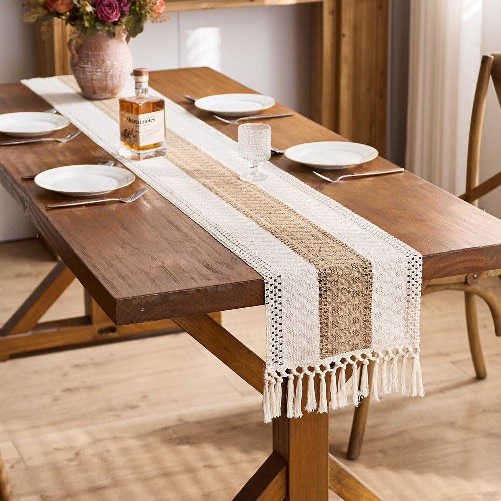 Chemin de table en lin style loisirs pour la maison