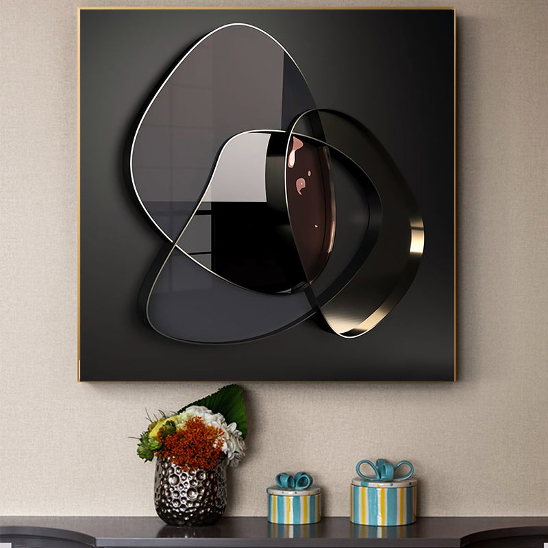 Tableau abstrait moderne en métal 3D sur toile