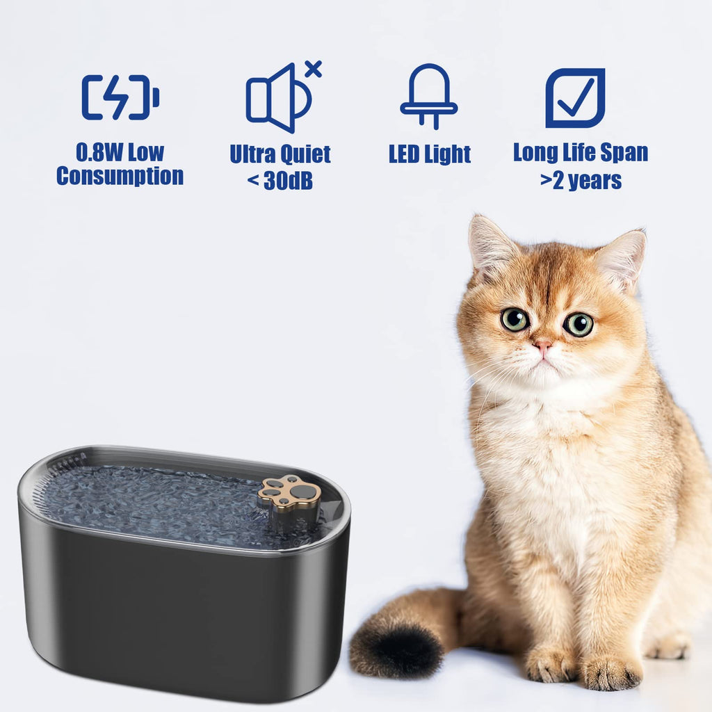 Fontaine à eau automatique 3L pour chats et chiens, avec filtre et lumière LED. Distributeur d'eau ultra-silencieux.