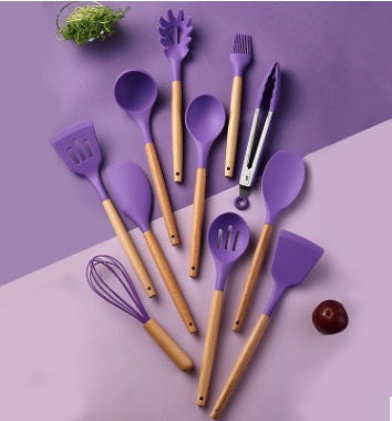 Ensemble d'ustensiles de cuisine en silicone résistants à la chaleur et antiadhésifs, pour la cuisson.