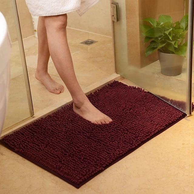 Tapis de sol de salle de bain absorbant en chenille et antidérapant