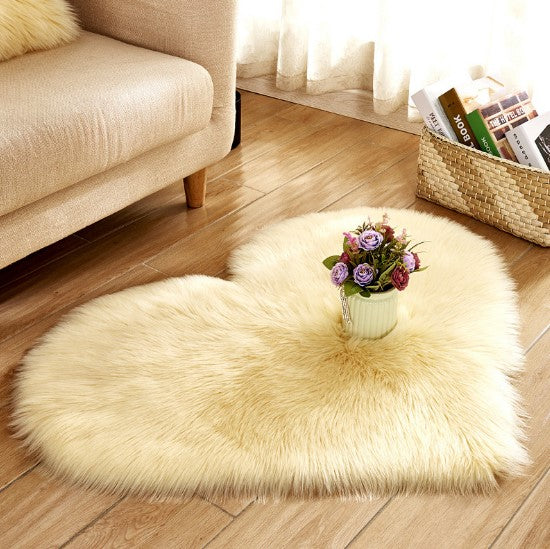 Tapis moelleux en forme de cœur, antidérapant, pour salon et décoration intérieure.