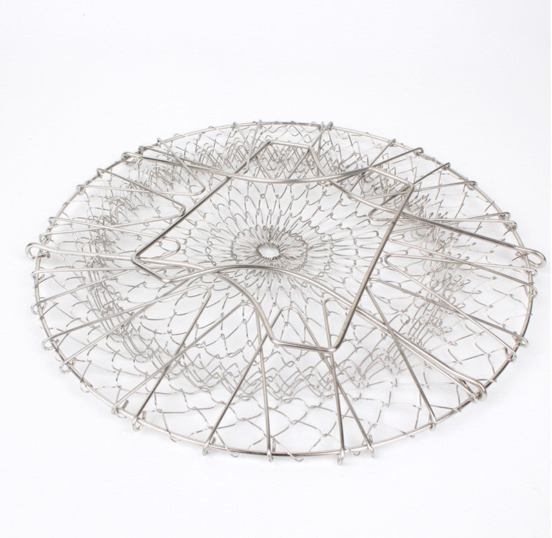 Panier à friture multifonction pliable en acier inoxydable, outil de cuisine flexible pour la friture, le lavage des fruits et légumes