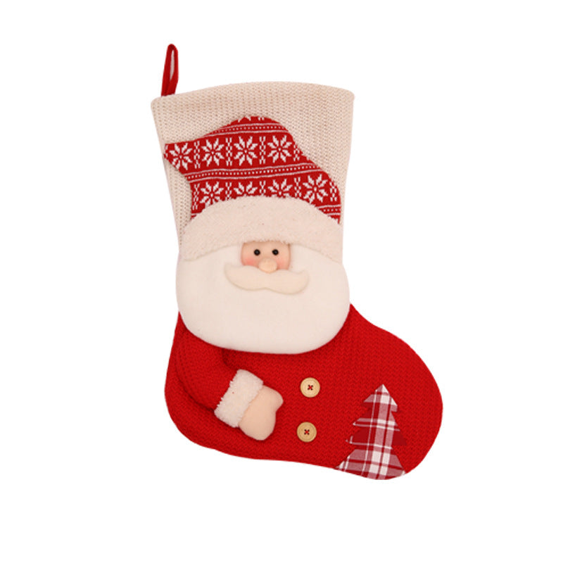 Grande chaussette de Noël tricotée rouge et blanche, Père Noël, décoration de cheminée, sacs cadeaux de Noël, porte-bonbons, décoration pour la maison 