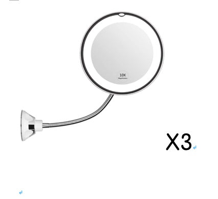 Miroir de maquillage lumineux LED pivotant à 360° avec grossissement x10