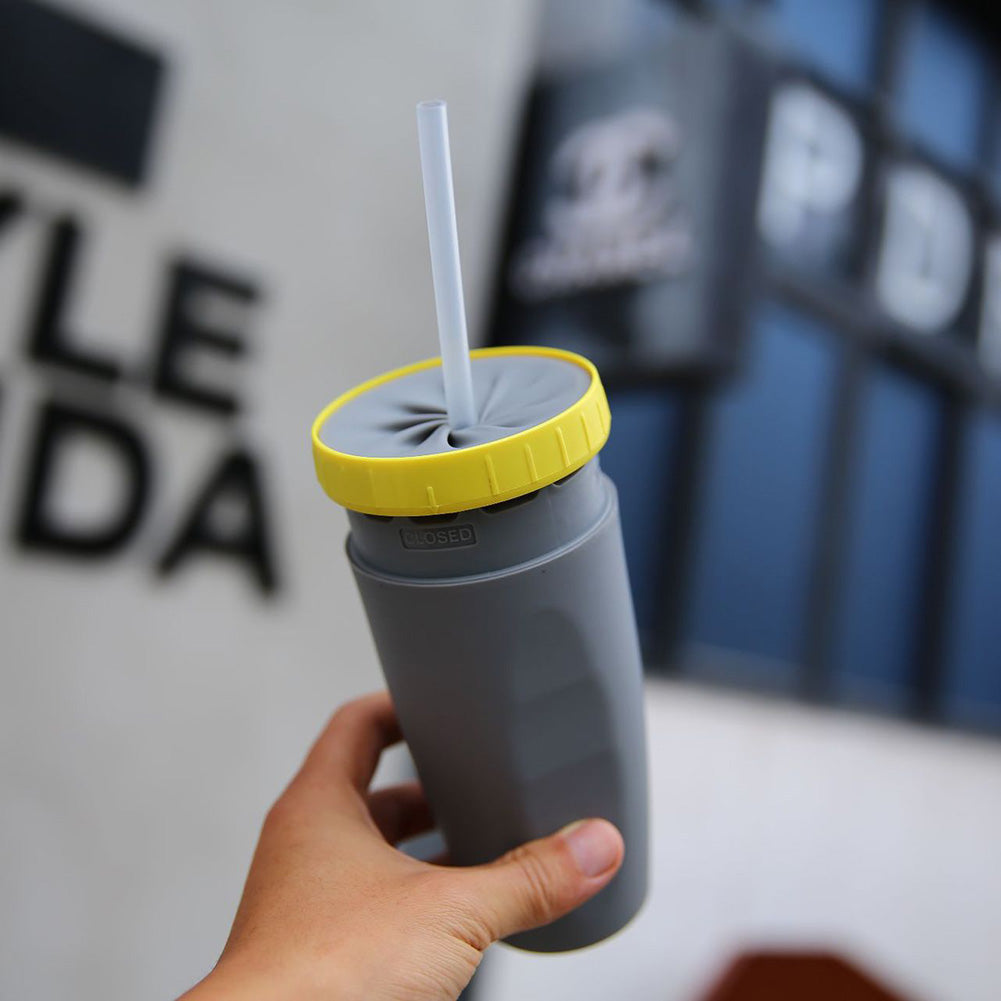 Gobelet isotherme portable sans couvercle à double paroi avec paille, idéal pour les voyages, les enfants et les adultes.
