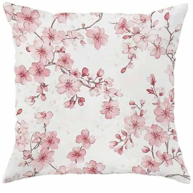 Housse de coussin à motif de fleurs de cerisier printanières pour canapé