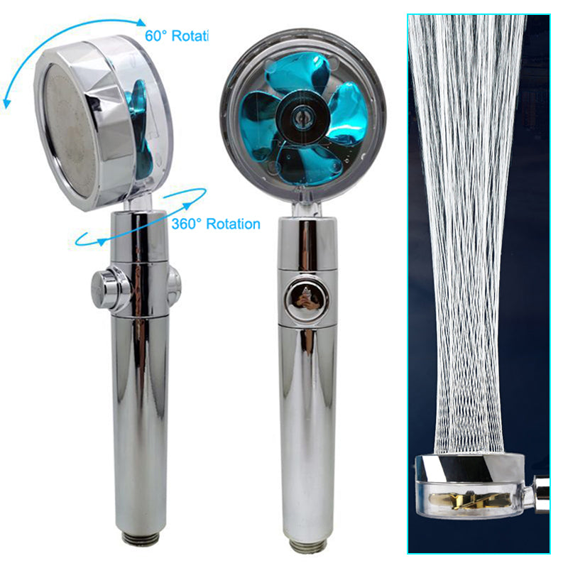 Pommeau de douche à hélice avec bouton d'arrêt et filtre en coton, buse de douchette haute pression turbocompressée
