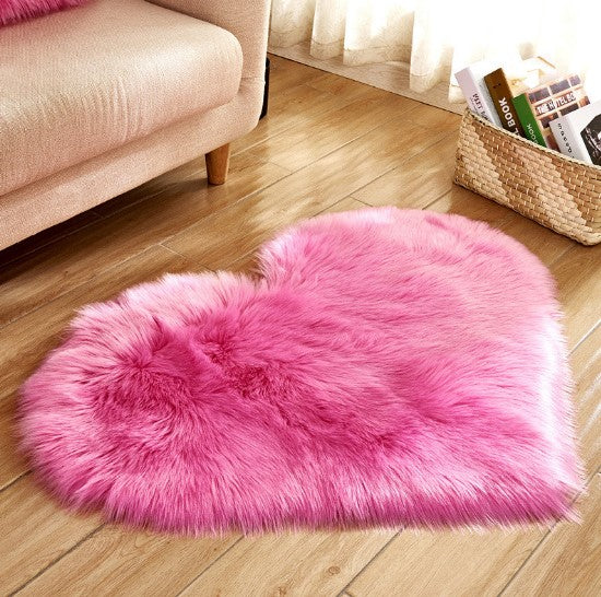 Tapis moelleux en forme de cœur, antidérapant, pour salon et décoration intérieure.