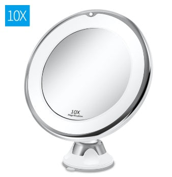 Miroir de maquillage lumineux LED pivotant à 360° avec grossissement x10