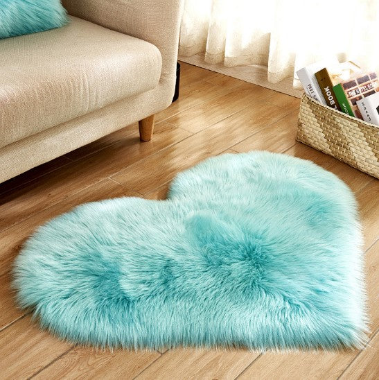 Tapis moelleux en forme de cœur, antidérapant, pour salon et décoration intérieure.