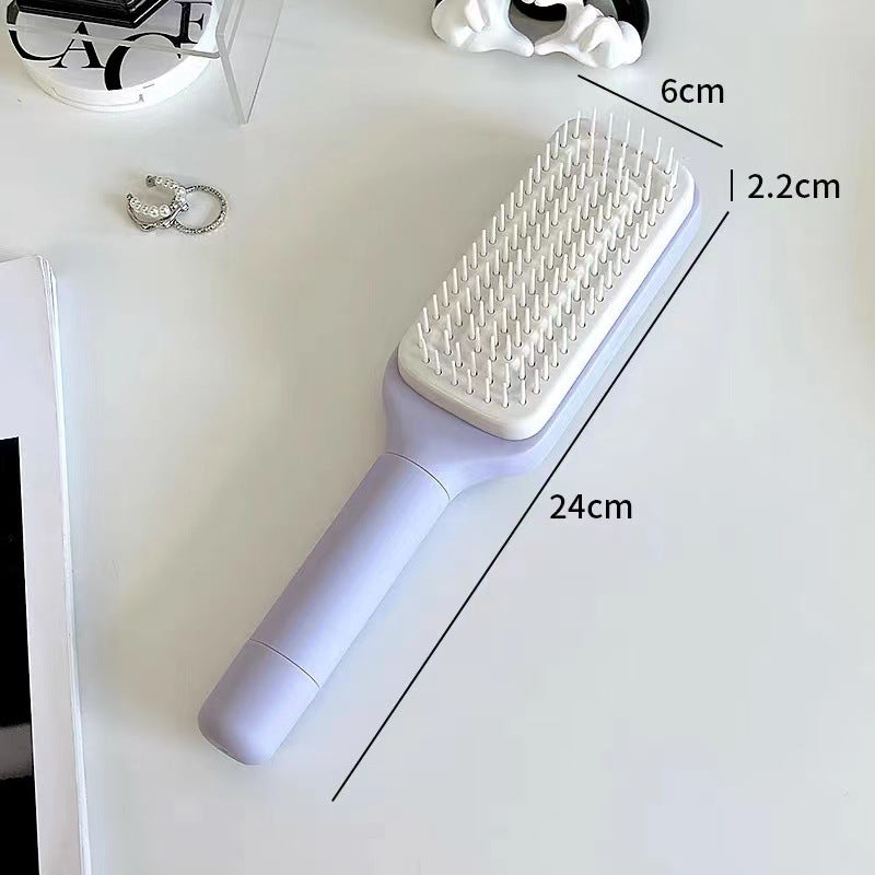 Brosse à cheveux autonettoyante 4 en 1 - Nouveau peigne de massage antistatique autonettoyant et modulable - Brosse à cheveux autonettoyante rotative et relevante
