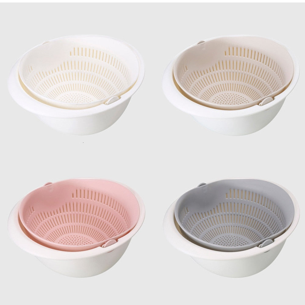 Panier égouttoir portable détachable à double couche pour fruits et légumes, pour le nettoyage des nouilles de riz lavées