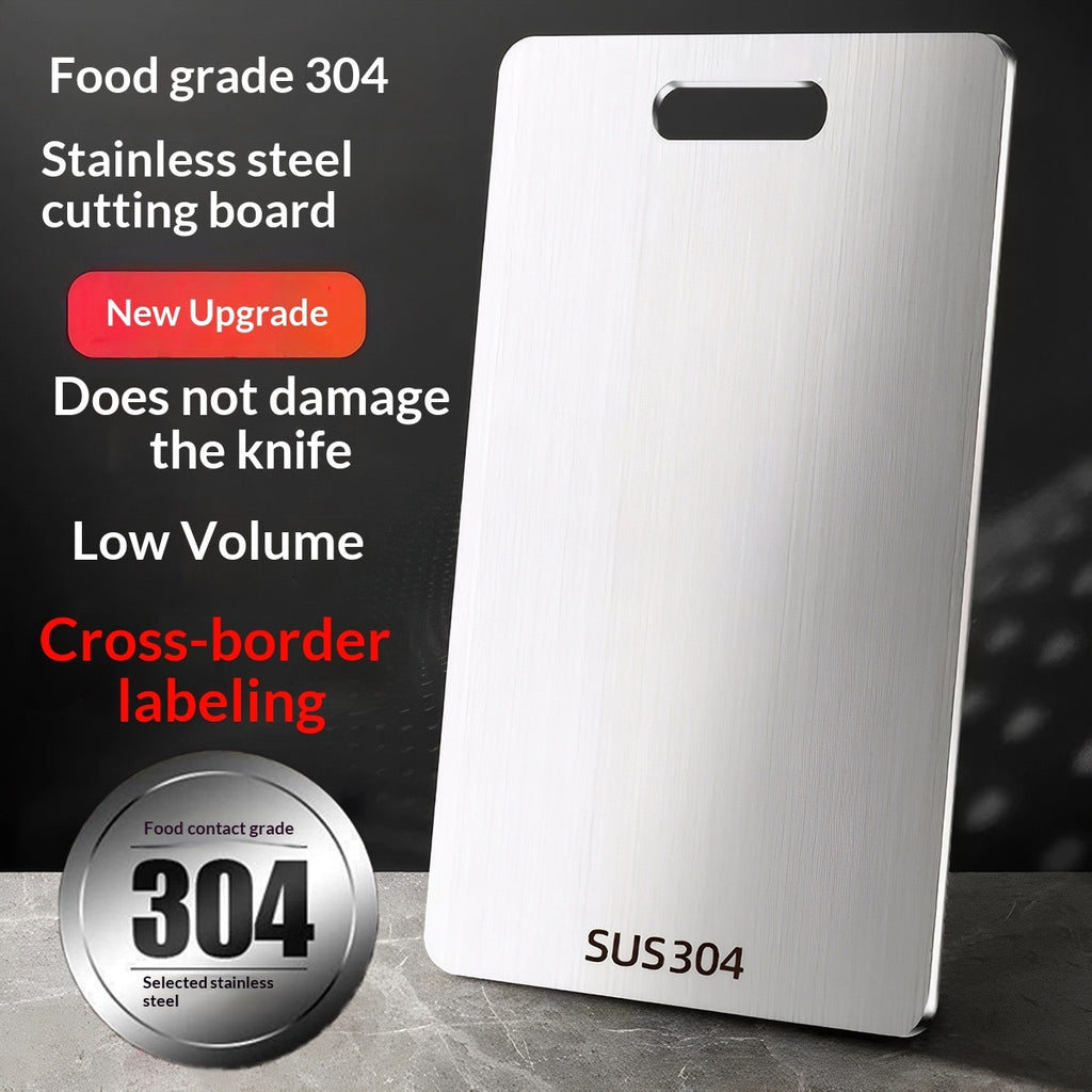 Planche à découper en acier inoxydable 304, grande planche à découper double face anti-moisissure 316 pour la cuisine, idéale pour couper et étaler la pâte, avec étiquetage transfrontalier.