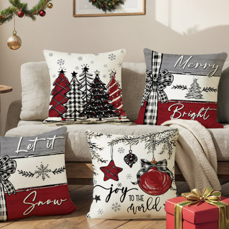 Housse de coussin de Noël, taie d'oreiller, décoration de Noël pour la maison, ornement de Noël, cadeau de bonne année