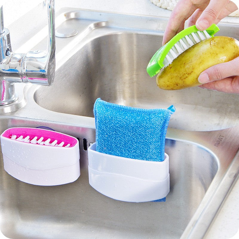 Brosse de nettoyage créative pour couteaux et fourchettes de cuisine avec ventouse, brosse pour fruits et légumes, brosse de nettoyage de cuisine