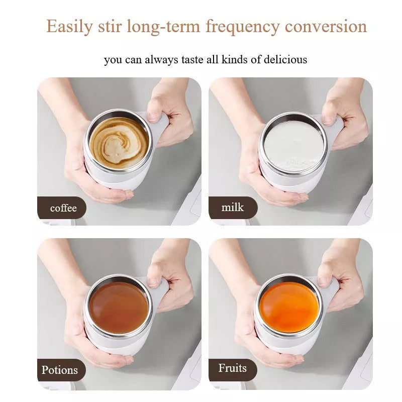 Tasse à café magnétique rotative rechargeable avec agitateur automatique, idéale pour préparer des milkshakes faciles et rapides.