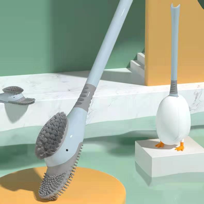 Brosse de toilette en forme de canard plongeur sans angle mort, manche long et poils doux