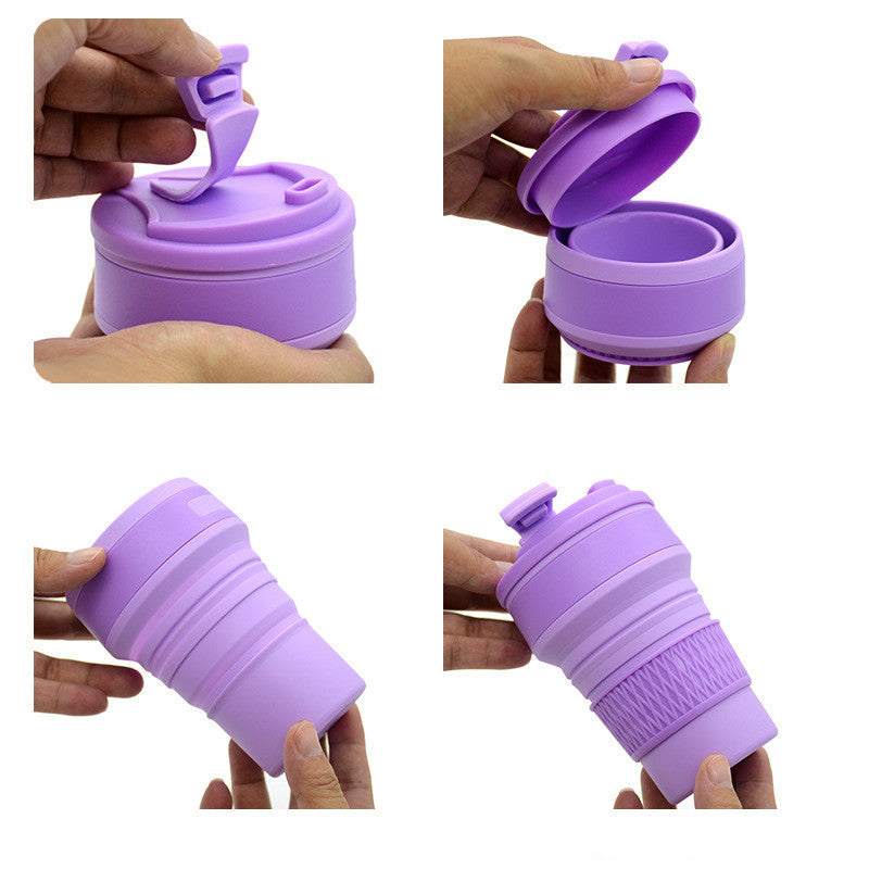 Tasse pliable et pliable avec couvercle, idéale pour les voyages, le café, l'eau et le thé.