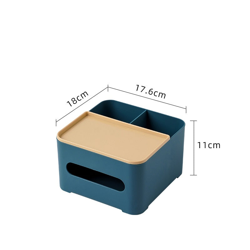 Boîte de rangement multifonctionnelle pour mouchoirs en papier avec télécommande, idéale pour le salon.