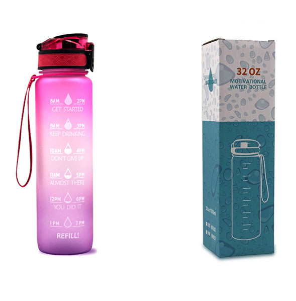 Gourde en Tritan de 1 L avec indicateur de temps, couvercle rebondissant, gourde de cyclisme motivante, gobelet étanche pour le sport et le fitness