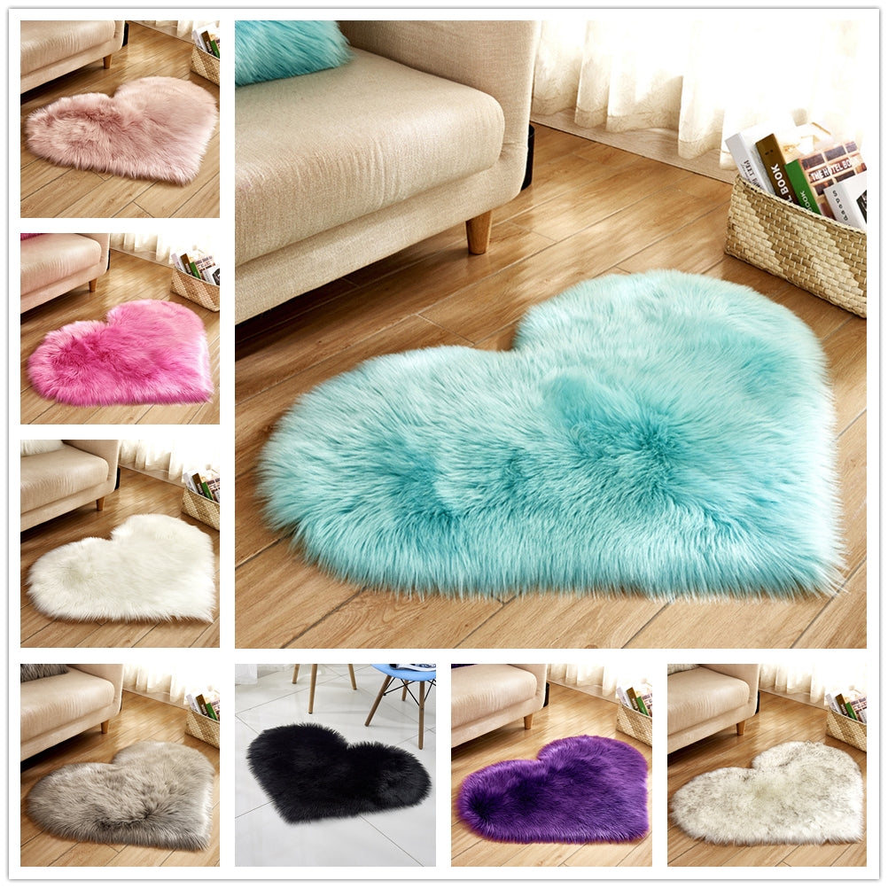 Tapis moelleux en forme de cœur, antidérapant, pour salon et décoration intérieure.