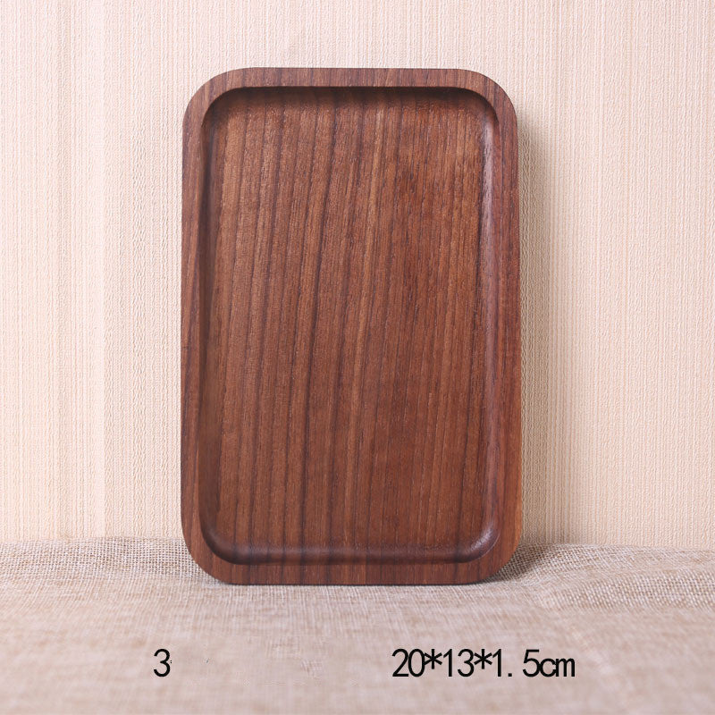 Assiette rectangulaire en bois de noyer noir de style japonais