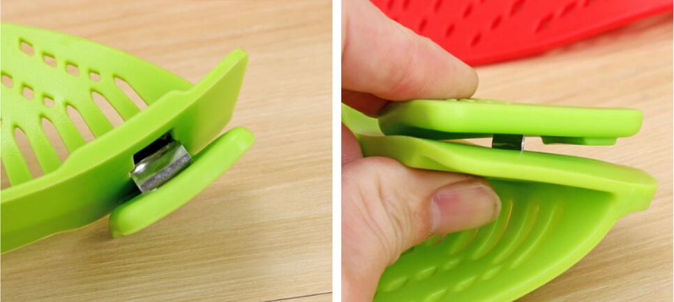 Passoire à huile en silicone à clipser pour casseroles, poêles et bols. Passoire créative pour égoutter le riz et les liquides. Convient à toutes les tailles de casseroles.