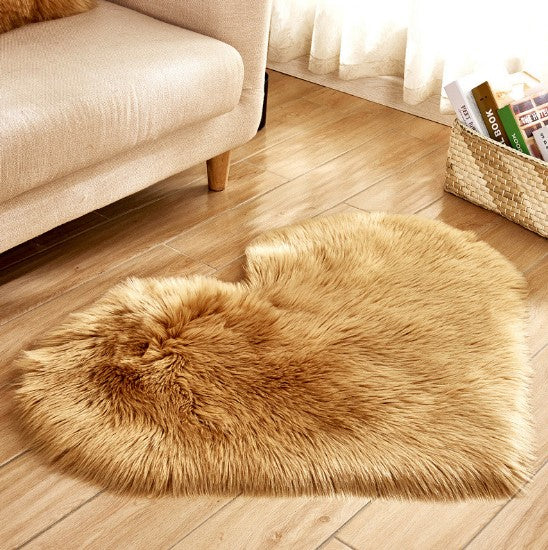 Tapis moelleux en forme de cœur, antidérapant, pour salon et décoration intérieure.