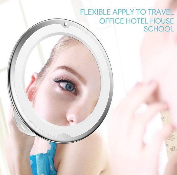 Miroir de maquillage lumineux LED pivotant à 360° avec grossissement x10