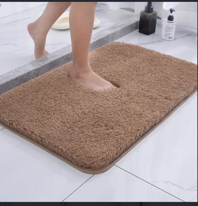 Tapis de sol en chenille de laine longue, absorbant, uni, antidérapant, pour salle de bain ou chambre à coucher, avec pédales.