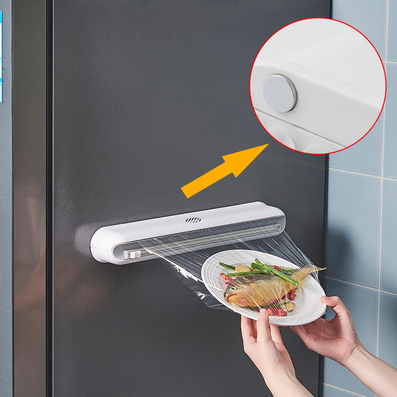 Boîte de rangement murale à ventouse pour film alimentaire, coupe-film réglable pour cuisine