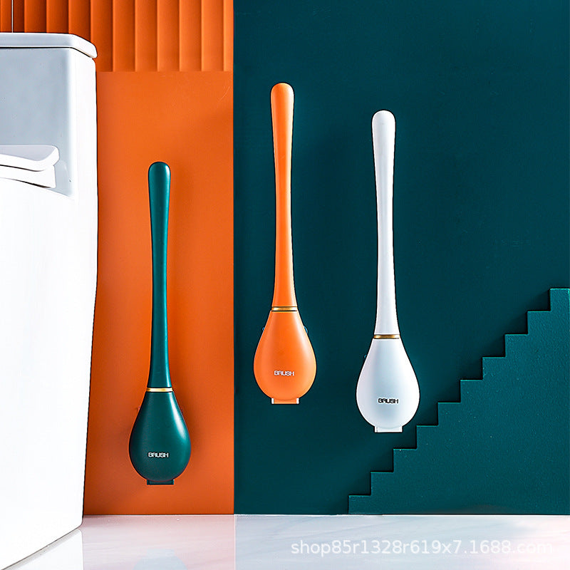 Brosse ménagère murale à long manche en silicone pour toilettes