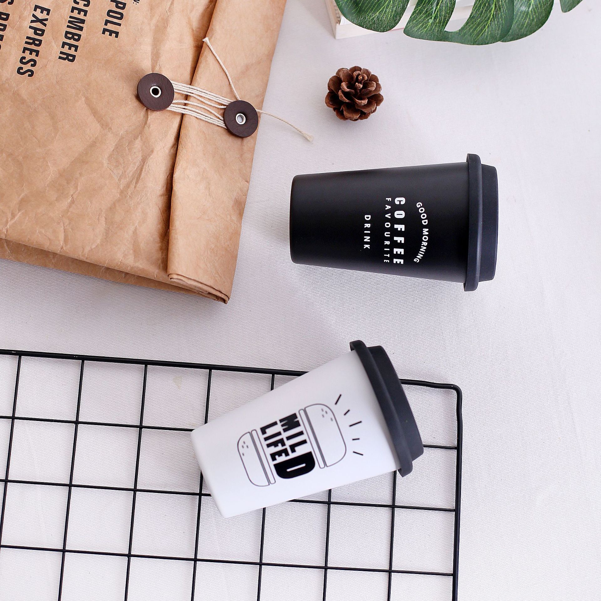 Gobelets ROKEN en acier inoxydable avec couvercles et pailles, 350 ml, tasses à café en métal, qualité alimentaire, sans BPA, pour enfants et adultes